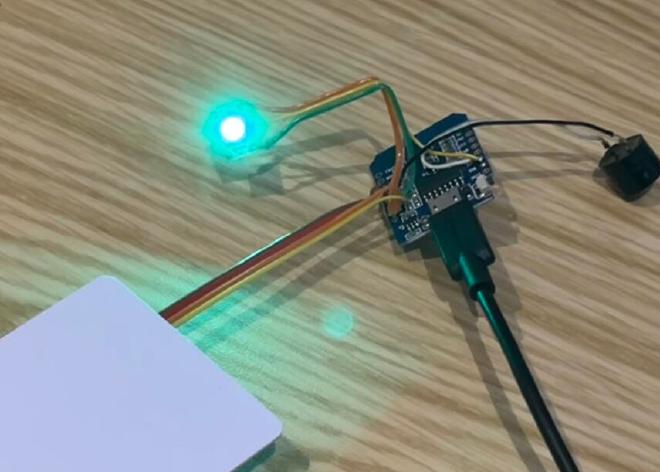 Tag reader scanning an NFC card